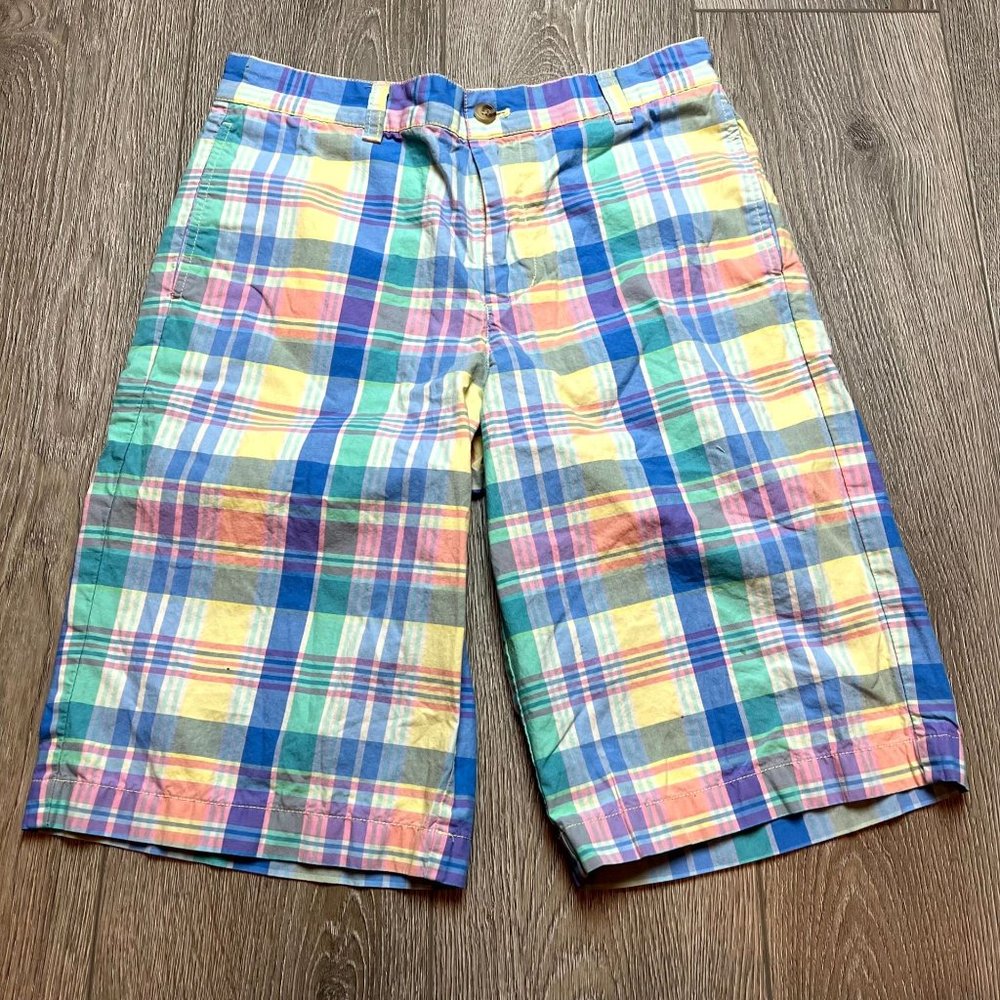 Vineyard Vines Easter 100%‎ Cotton Plaid Boys Shorts size 16